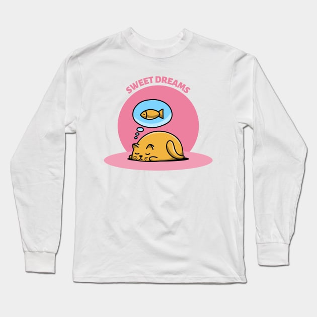 Sleepy Cat Long Sleeve T-Shirt by Tip Top Tee's